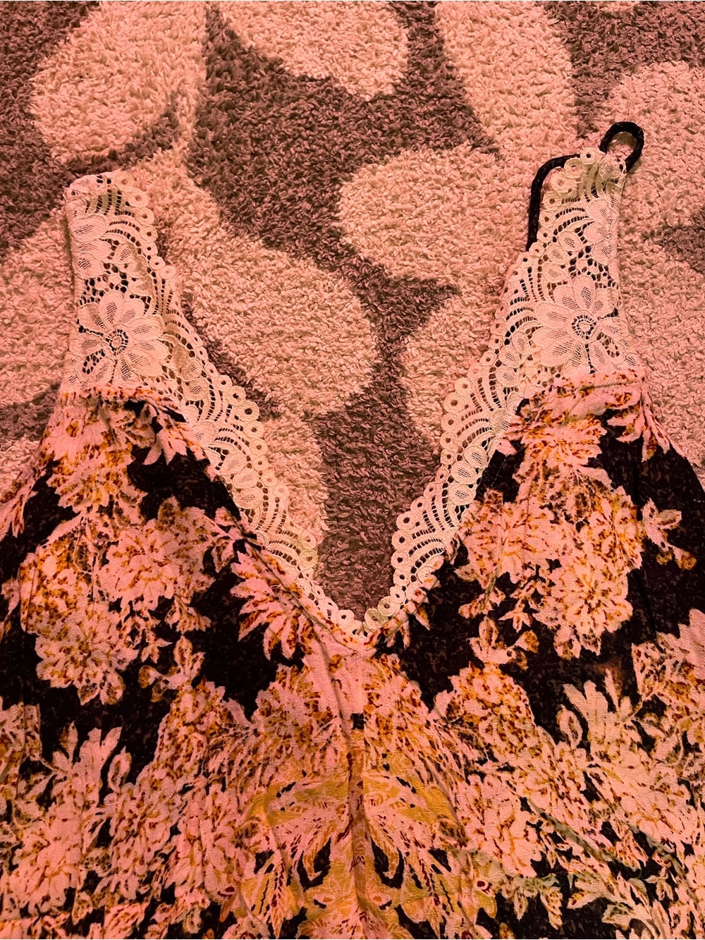 Free People size XS morning sun slip Floral Lace-Back Sundress - Black and Cream - Picture 5 of 11